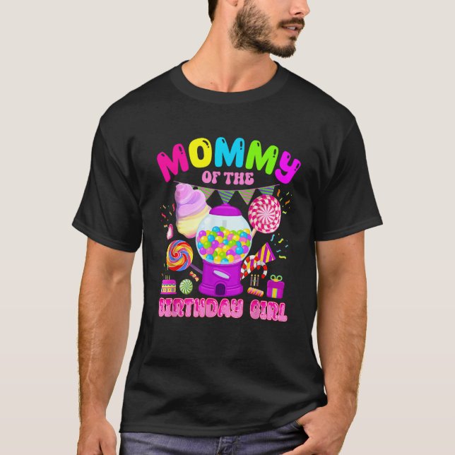 Mommy Of The Birthday Girl Mom Candy Crew Candy La T-Shirt (Vorderseite)