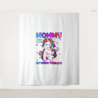 Mommy of the Birthday Princess Girl Flossing Unico Wandteppich