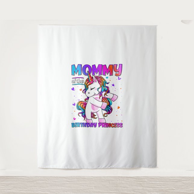 Mommy of the Birthday Princess Girl Flossing Unico Wandteppich (Vorderseite)