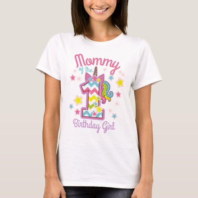 Mommy of the First birthday Unicorn custom design T-Shirt (Vorderseite)