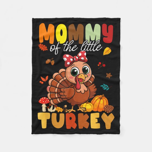 Mommy Of The Little Turkey Thanksgiving Baby Showe Fleecedecke (Vorderseite)