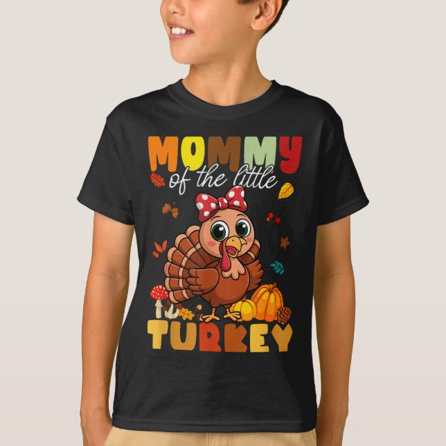 Mommy Of The Little Turkey Thanksgiving Baby Showe T-Shirt (Vorderseite)