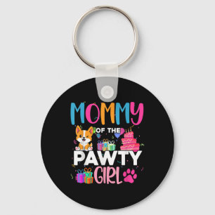Mommy of the Pawty Girl Corgi Hund Familie Geburts Schlüsselanhänger