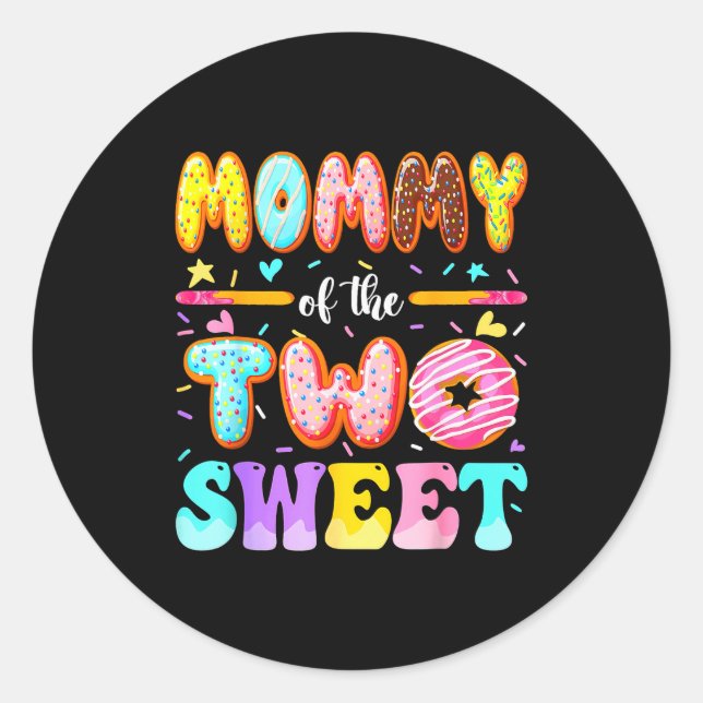 Mommy Of The Two Sweet Donut 2nd Birthday Girl  Runder Aufkleber (Vorderseite)