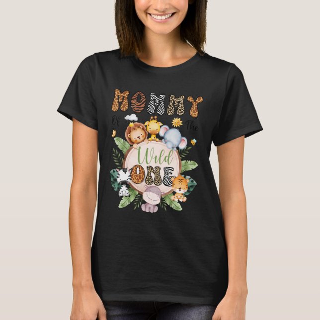 Mommy of The Wild One 1St Birthday Safari Animal L T-Shirt (Vorderseite)