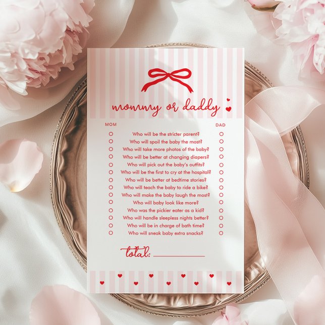 Mommy or daddy Red Bow Coquette Baby Shower game (Von Creator hochgeladen)