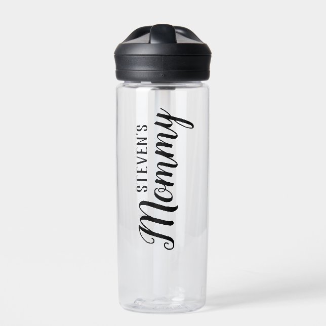 Mommy Personalisiert Black Water Flasche (Vorderseite)