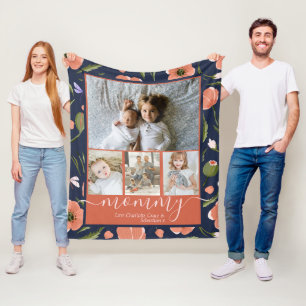 Mommy Personalisierte Blume Muster FotoCollage Fleecedecke
