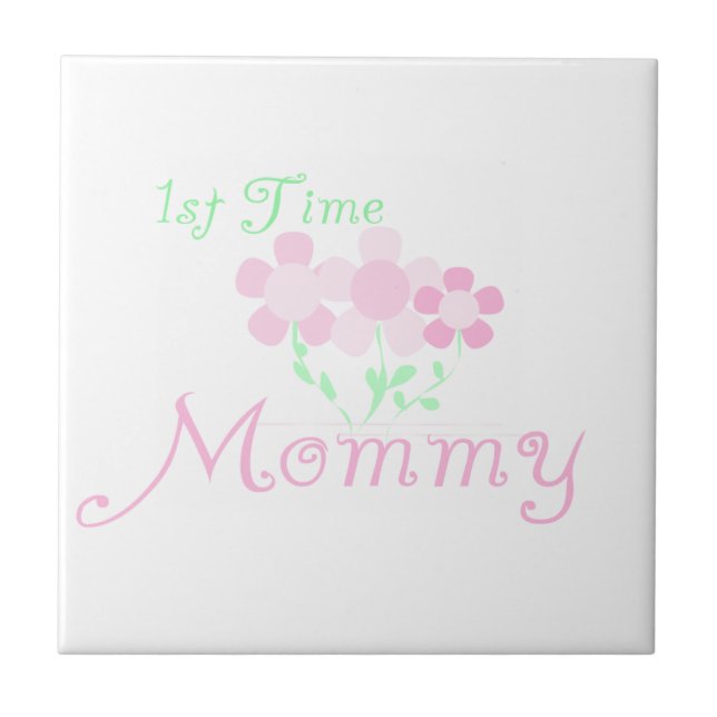 Mommy Pink Blume zum ersten Mal Geschenke Fliese (Vorderseite)