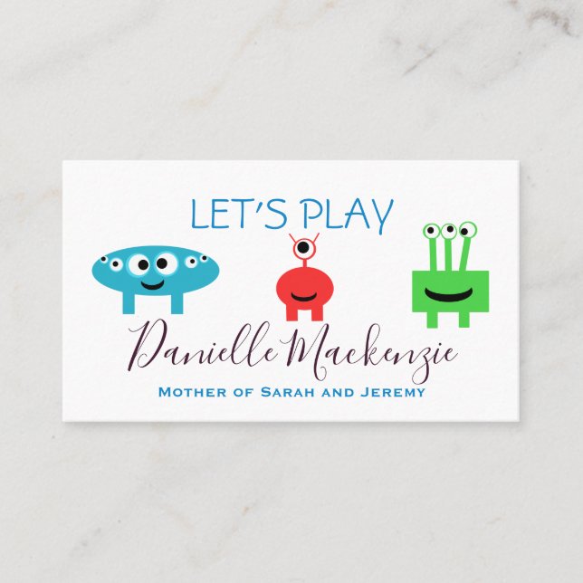 Mommy Play Date Playdate Business Calling Cards Visitenkarte (Vorderseite)