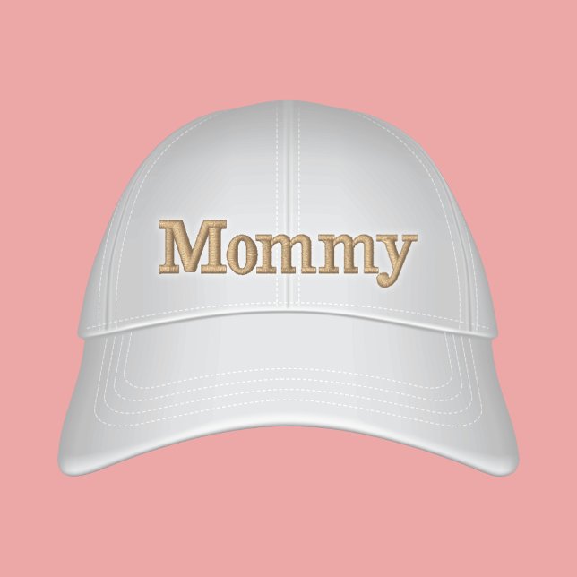 Mommy Preppy Off White Text bestickt Bestickte Baseballkappe (Von Creator hochgeladen)
