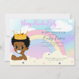 Mommy Rainbow Baby Boy Einladung