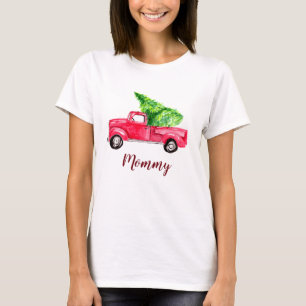 Mommy Red Lieferwagen Truck Weihnachtsbaum Wasserf T-Shirt