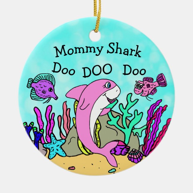 Mommy Shark Familie Weihnachtsschmuck (Vorne)