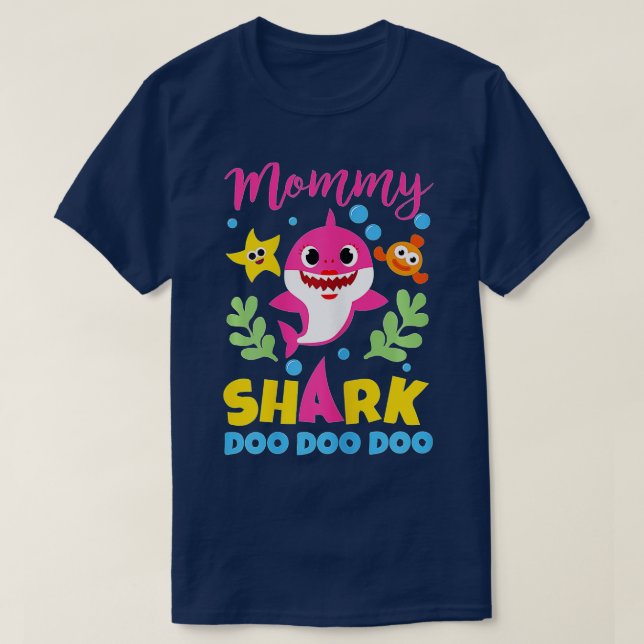 Mommy Shark Geschenk Niedliches Baby Shark Family  T-Shirt (Design vorne)