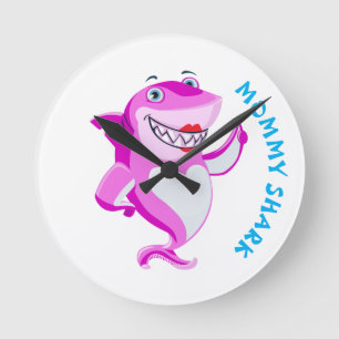 Mommy Shark Runde Wanduhr