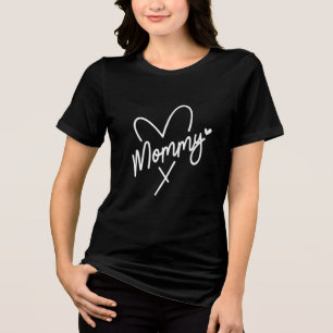Mommy Simple Modern Script Typografy Heart Tri-Bl Tri-Blend Shirt