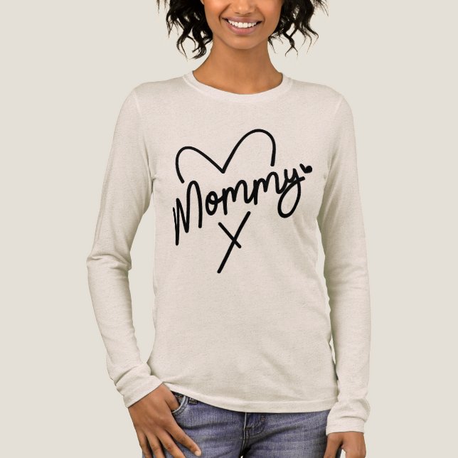 Mommy Simple Modern Script Typografy Heart Tri-Blend Shirt (Vorderseite)