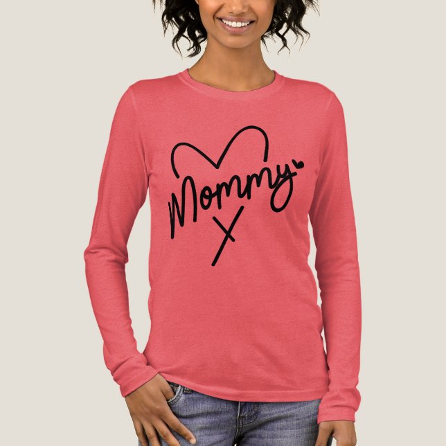 Mommy Simple Modern Script Typografy Heart Tri-Blend Shirt (Vorderseite)
