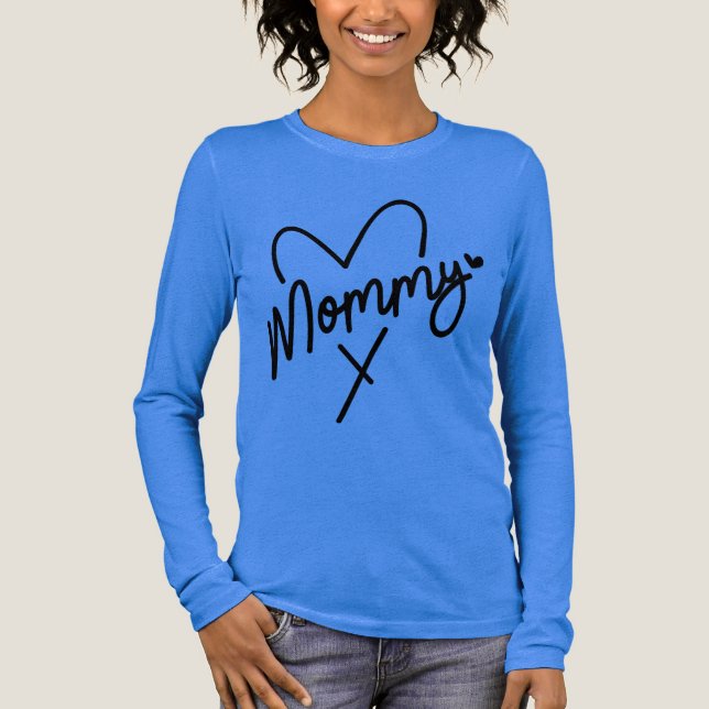 Mommy Simple Modern Script Typografy Heart Tri-Blend Shirt (Vorderseite)