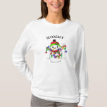 Mommy Snowman Niedlich Whimsical Christmas T-Shirt<br><div class="desc">Niedlicher Cartoon Schneemann,  Weihnachts-Shirt von Mommy.</div>