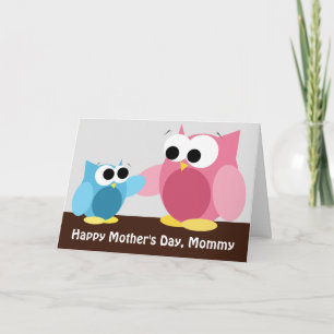 Mommy & Son Owls - Mother's Day Card Karte