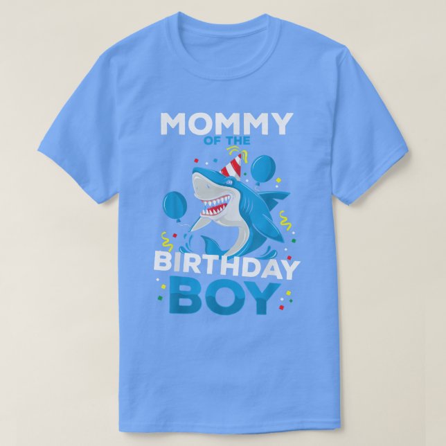 Mommy The Birthday Boy Shark Ocean Theme Matchi T-Shirt (Design vorne)
