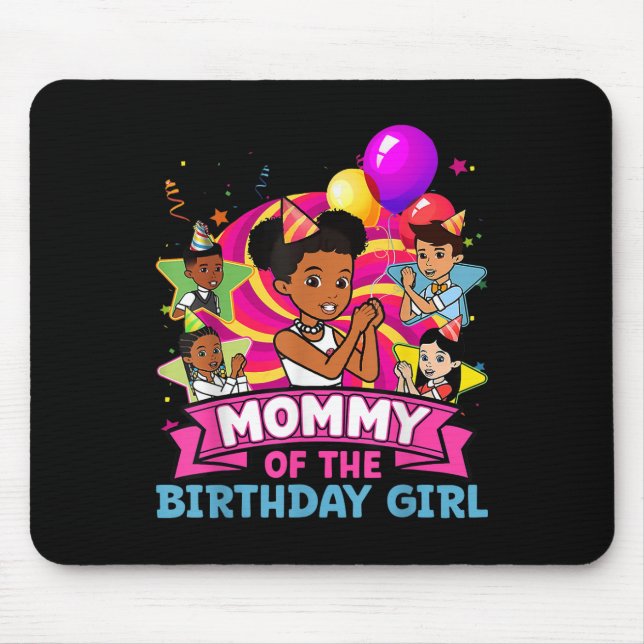 Mommy The Birthday Girl Party Pink Doll Family Dec Mousepad (Vorne)