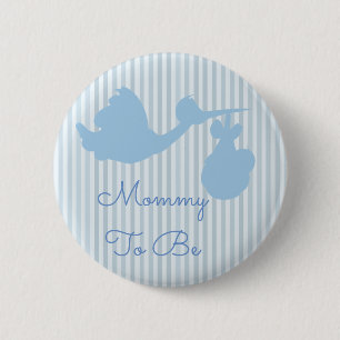 Mommy to be Baby Shower Button Blue Stork