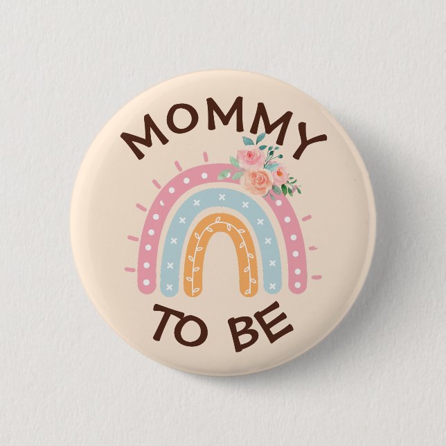 Mommy to be Baby Shower Button Pink Rainbow themat (Vorderseite)