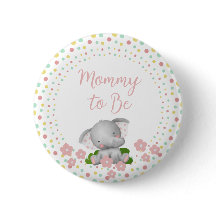 Mommy to Be Baby Shower Button - rosa Elefant