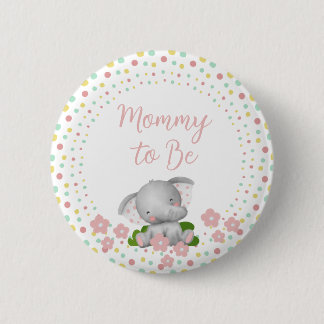 Mommy to Be Baby Shower Button - rosa Elefant