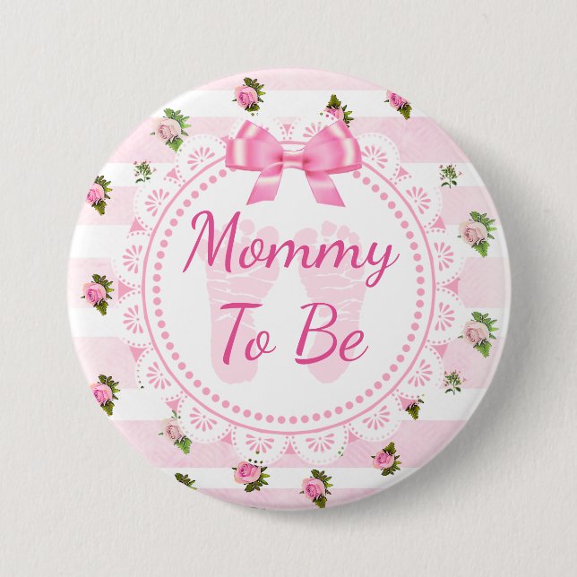 Mommy to Be Baby Shower Button Rose Rose (Vorderseite)