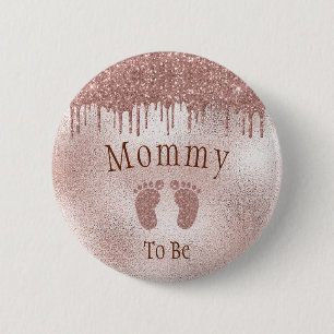 Mommy to be Baby Shower Pink Girl Baby Feet Button
