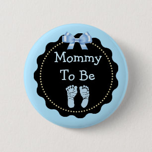 Mommy to be Blue and Black Baby Shower Button