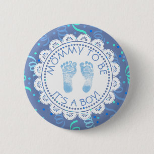 Mommy to be Blue Confetti Baby Shower Button