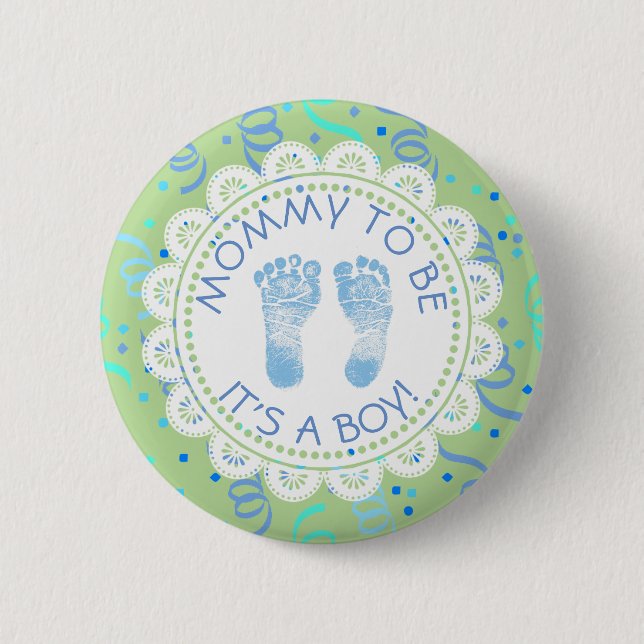 Mommy to be Blue & green Baby Shower Button (Vorderseite)