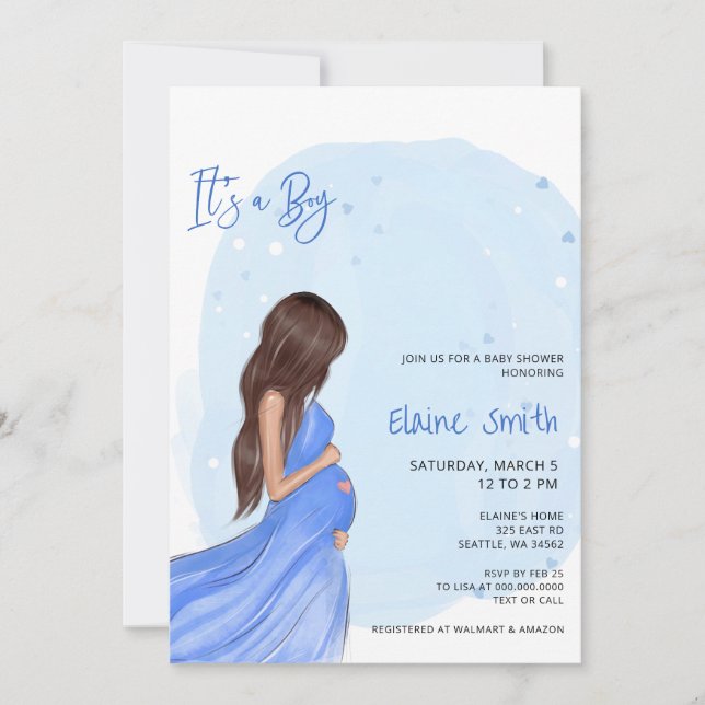Mommy to Be Blue Its a Boy Baby Shower Invitation Einladung (Vorderseite)