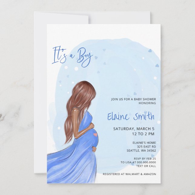 Mommy to Be Blue Its a Boy Baby Shower Invitation Einladung (Vorderseite)