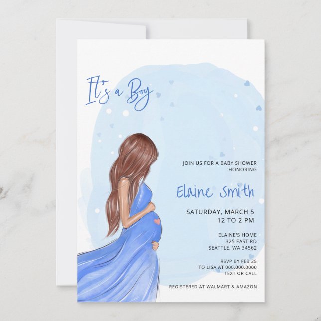 Mommy to Be Blue Its a Boy Baby Shower Invitation Einladung (Vorderseite)