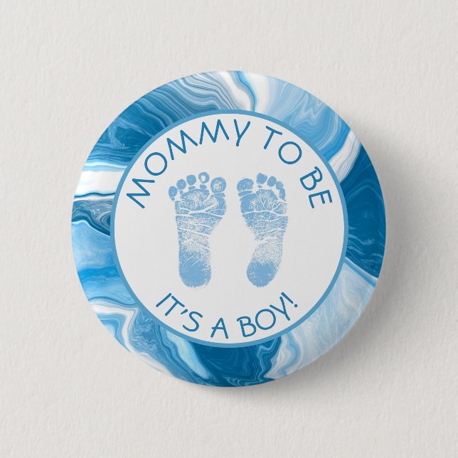 Mommy to be Blue Marble Baby Shower Button (Vorderseite)
