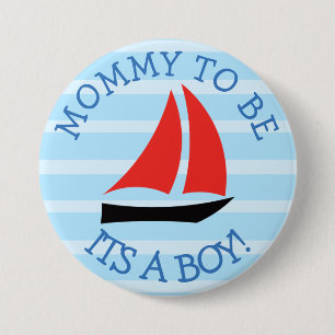Mommy to be Blue Sailboat Baby Shower Button