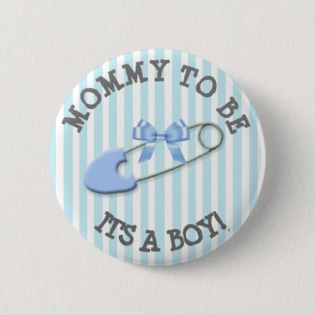 Mommy to be Blue Striped Diaper Button Babydusche (Vorderseite)