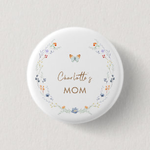 Mommy to be Boho Butterfly Wildblume Kinderdusche Button