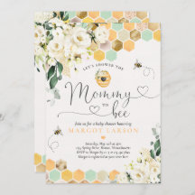 Mommy to be Greenery White Floral Bee Baby Dusche