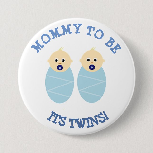 Mommy to be its two Boys, Blue Baby Shower Button (Vorderseite)