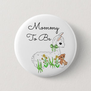 Mommy to be Llama with Teddy Bar Button