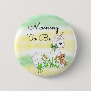 Mommy to be Llama with Teddy Bar Button