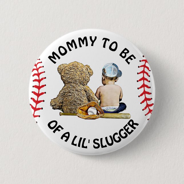 Mommy to Be of a Lil Slugger Baby Shower Button (Vorderseite)