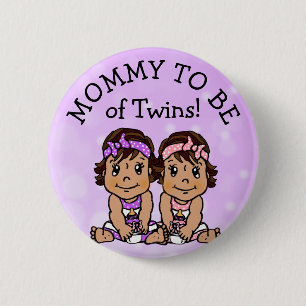 Mommy to be of Twins, Hispanic Baby Shower Button
